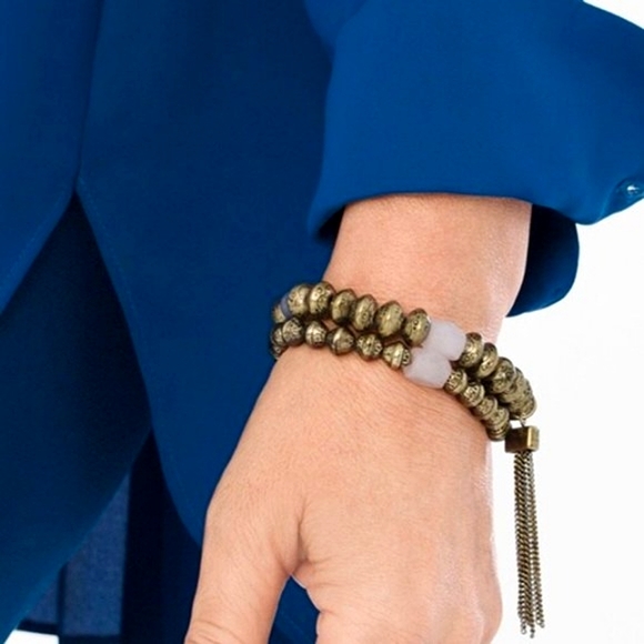 💥CLEARANCE💥CHICO'S BRONZE BEADED DOUBLE 2 SEPARATE STRETCH BRACELETS - NWT - Picture 7 of 8